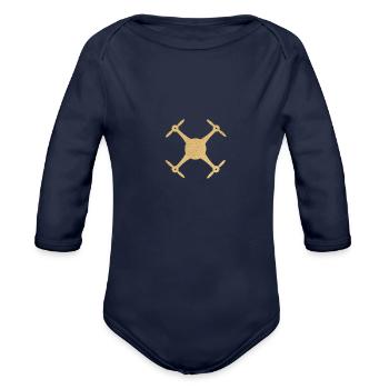 drone - Organic Long Sleeve Baby Bodysuit - dark navy - Front