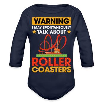 Vintage Roller Coaster Roller Coaster Lover - Organic Long Sleeve Baby Bodysuit - dark navy - Front
