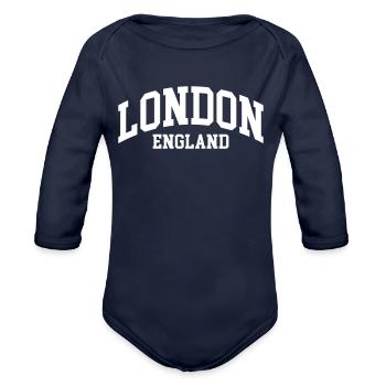 London - Organic Long Sleeve Baby Bodysuit - dark navy - Front