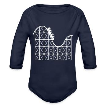 Roller Coaster - Organic Long Sleeve Baby Bodysuit - dark navy - Front