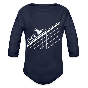 Roller Coaster - Organic Long Sleeve Baby Bodysuit - dark navy - Front
