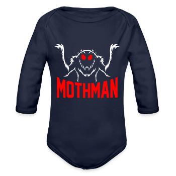 Folklore Monsters Cryptid Goth Mothman - Organic Long Sleeve Baby Bodysuit - dark navy - Front