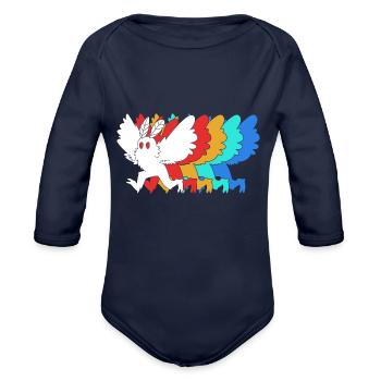 Cryptozoologist Cryptid Mothman - Organic Long Sleeve Baby Bodysuit - dark navy - Front