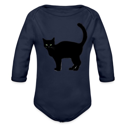 black cat,rational, factual, scientific, sceptical - Organic Long Sleeve Baby Bodysuit