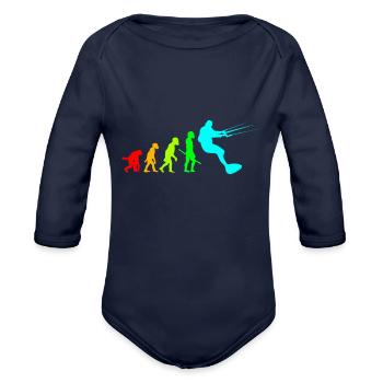 Kite Boarding Surfers Kiteboard Hang Glider Gift - Organic Long Sleeve Baby Bodysuit - dark navy - Front