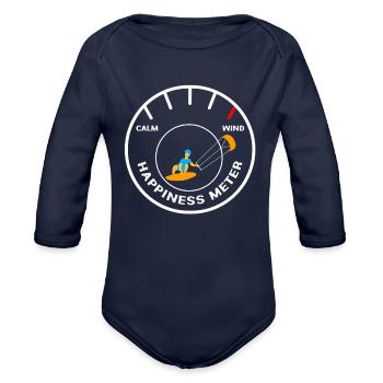 Kite Boarding Surfers Kiteboard Hang Glider Gift - Organic Long Sleeve Baby Bodysuit - dark navy - Front