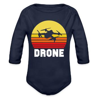 Drone - Organic Long Sleeve Baby Bodysuit - dark navy - Front