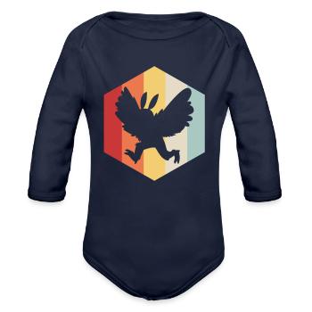 Cryptozoology Mythical Creature Retro Mothman - Organic Long Sleeve Baby Bodysuit - dark navy - Front