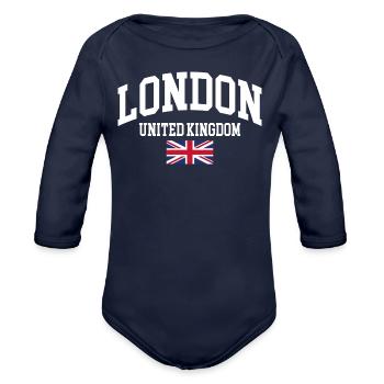 London - Organic Long Sleeve Baby Bodysuit - dark navy - Front