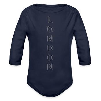 London - Organic Long Sleeve Baby Bodysuit - dark navy - Front