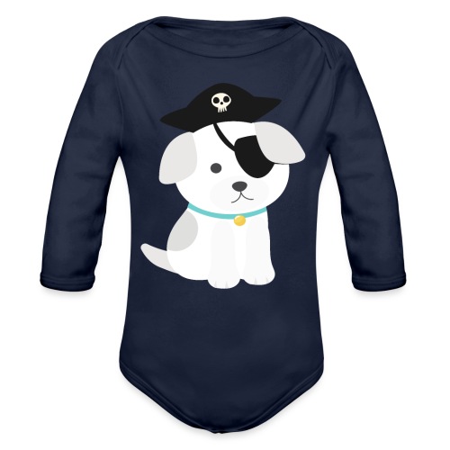 Dog with a pirate eye patch doing Vision Therapy! - Organic Long Sleeve Baby Bodysuit