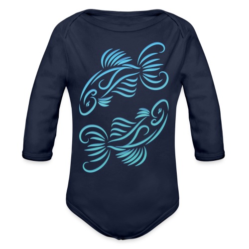 Pisces Zodiac Fish Water Sign Blue Green - Organic Long Sleeve Baby Bodysuit