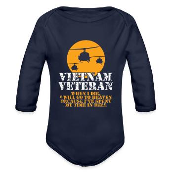 VIETNAM VETERAN HEAVEN - Organic Long Sleeve Baby Bodysuit - dark navy - Front
