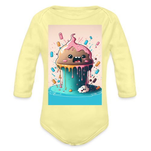 Cake Caricature - January 1st Dessert Psychedelics - Organic Long Sleeve Baby Bodysuit