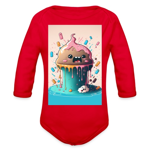 Cake Caricature - January 1st Dessert Psychedelics - Organic Long Sleeve Baby Bodysuit