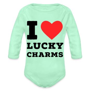i love lucky charms - Organic Long Sleeve Baby Bodysuit - light mint - Front