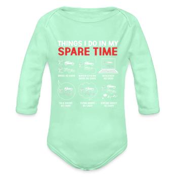 RC Car Driver Remote Control Cars - Organic Long Sleeve Baby Bodysuit - light mint - Front
