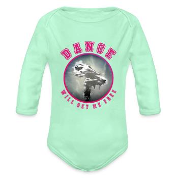 dance - Organic Long Sleeve Baby Bodysuit - light mint - Front