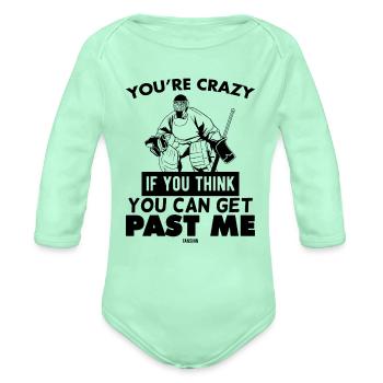Hockey Goalkeeper Hockey Equipment - Organic Long Sleeve Baby Bodysuit - light mint - Front