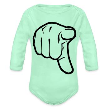 Pointing Finger - Organic Long Sleeve Baby Bodysuit - light mint - Front
