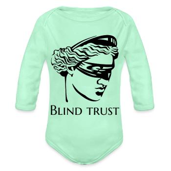 Blind Trust Blindfolded Woman - Organic Long Sleeve Baby Bodysuit - light mint - Front