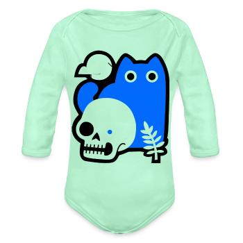 Little Blue - Organic Long Sleeve Baby Bodysuit - light mint - Front
