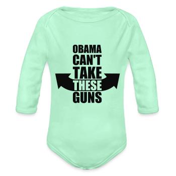 Barack Obama Can't Take These Guns - Organic Long Sleeve Baby Bodysuit - light mint - Front