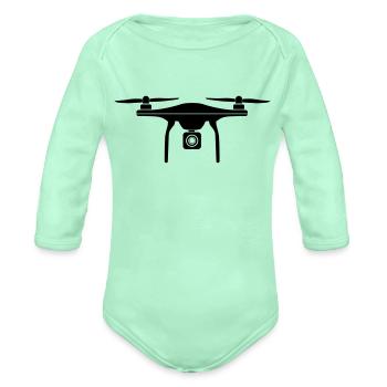 Drone - Organic Long Sleeve Baby Bodysuit - light mint - Front