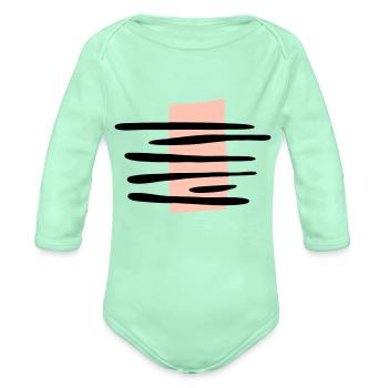Lines On Rectangle Strip Vector 2 Colors - Organic Long Sleeve Baby Bodysuit - light mint - Front