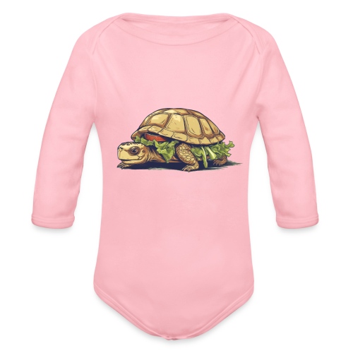 Turtle Sandwich Sticker n' Tee Version - Organic Long Sleeve Baby Bodysuit