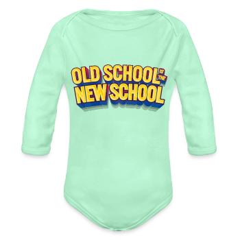 Old School is New School - Organic Long Sleeve Baby Bodysuit - light mint - Front