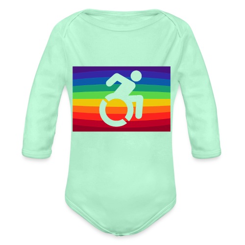 Rainbow wheelchair, LGBTQ flag 001 - Organic Long Sleeve Baby Bodysuit