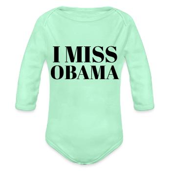 I Miss Obama gift - Organic Long Sleeve Baby Bodysuit - light mint - Front