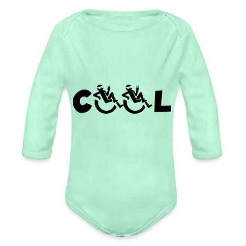 Cool in my wheelchair, chill in wheelchair, roller - Organic Long Sleeve Baby Bodysuit