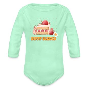 BERRY BLESSED - Organic Long Sleeve Baby Bodysuit - light mint - Front