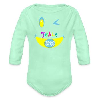 Baby Tickle - Organic Long Sleeve Baby Bodysuit - light mint - Front