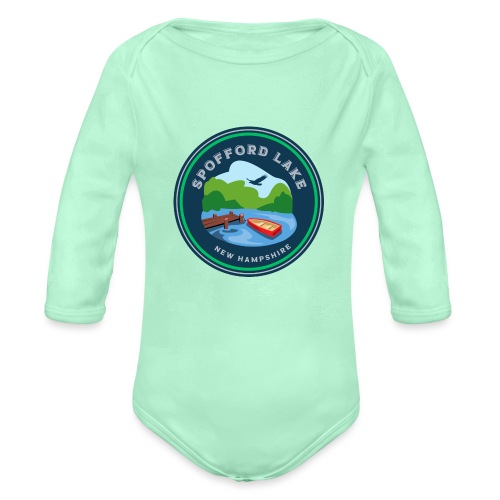Spofford Lake Patch Blue - Organic Long Sleeve Baby Bodysuit