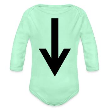 arrow down - Organic Long Sleeve Baby Bodysuit - light mint - Front