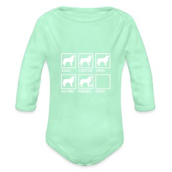 Commandes de chien de montagne des Pyrénées (bl) - Organic Long Sleeve Baby Bodysuit - light mint - Front