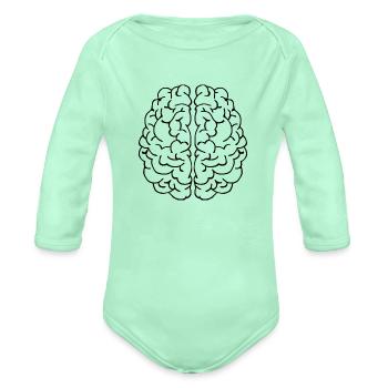 Illustration du cerveau - Cache-couche à manches longues bio - vert clair menthe - Devant