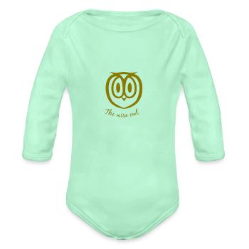 Wise owl - Organic Long Sleeve Baby Bodysuit - light mint - Front