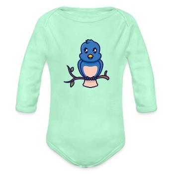 Berry In The Tree - Organic Long Sleeve Baby Bodysuit - light mint - Front