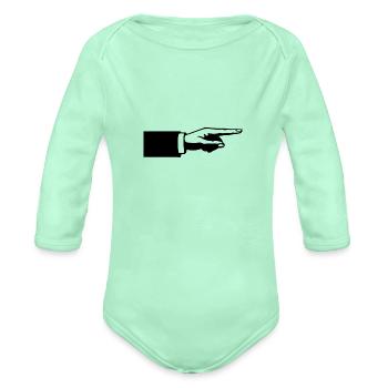 Pointing Finger - Organic Long Sleeve Baby Bodysuit - light mint - Front