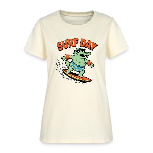 Surf Day Alligator - Gnarly Gator Surfer - Women's T-Shirt