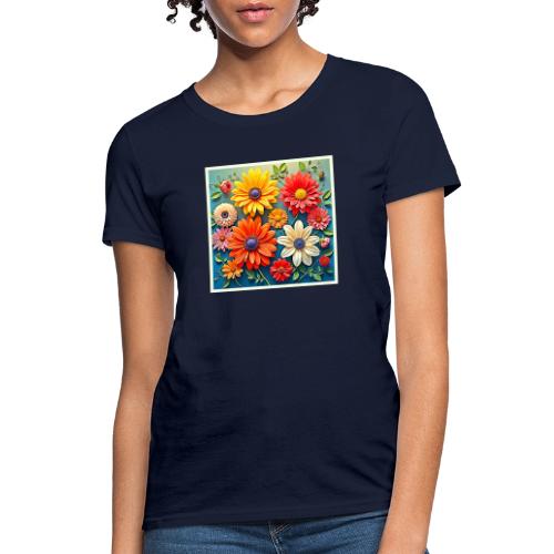 Vibrant Floral Fantasy Design - Women's T-Shirt
