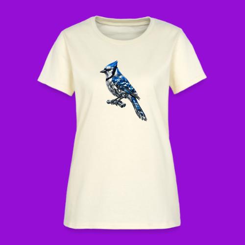 Silver Blue Jay on Perch - Women's T-Shirt