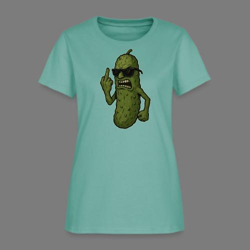Angry Pickle Flipping the Bird - Women's T-Shirt
