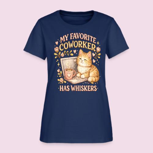 My Favorite Coworker Has Whiskers Faux Stitched - Women's T-Shirt