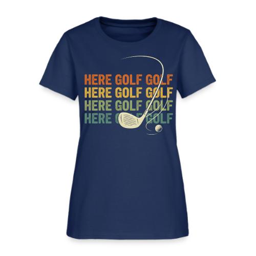 Here Golf Golf Golf Vintage Sunset Style - Women's T-Shirt