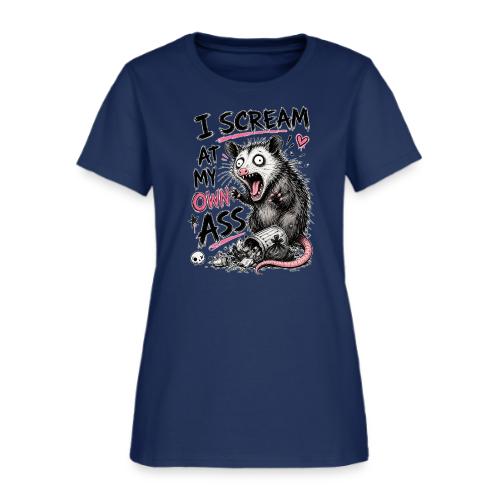 Funny Opossum Screaming Graphic Tee - Women's T-Shirt